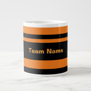 Caneca De Café Grande Adicionar Cores Da Equipe De Esporte Preto E Laran
