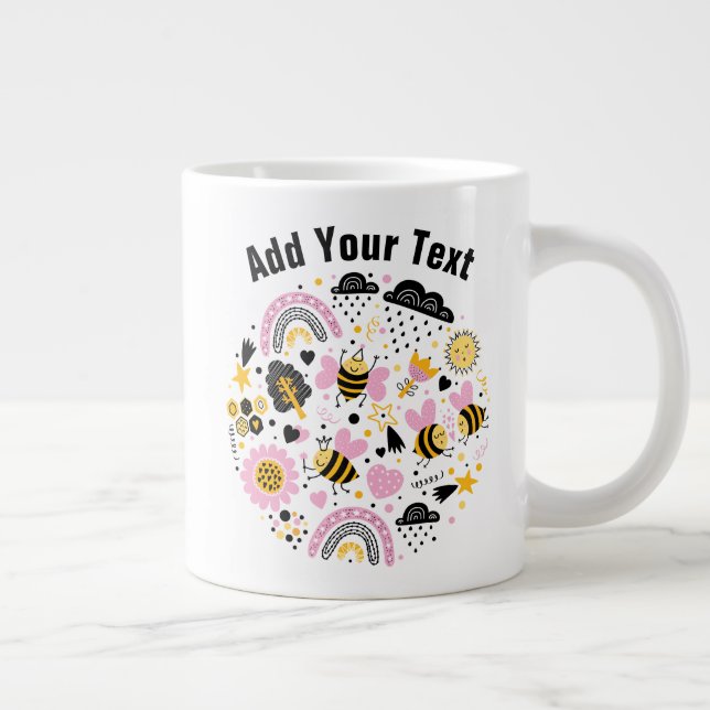 Caneca De Café Grande Adicionar seu texto - Jumbo Mug (Direita)