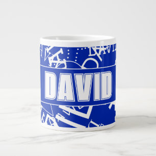 Caneca De Café Grande Adicione qualquer nome, colagem de nome em azul e