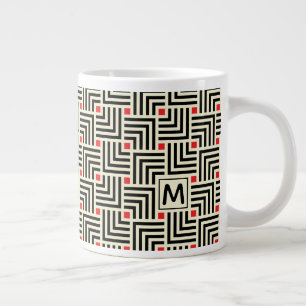 Caneca De Café Grande Adicione seu início Padrão das linhas geométricas