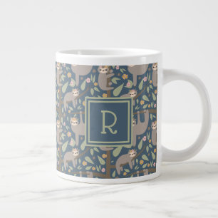 Caneca De Café Grande Adicione seu início Padrão De Lama Floral Cuta