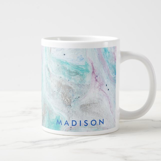 Caneca De Café Grande Adicione seu nome | Marble I (Direita)