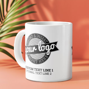 Caneca De Café Grande Adicione seu profissional de logotipo, minimamente