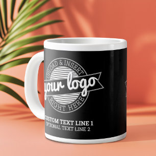 Caneca De Café Grande Adicione seu profissional de logotipo, minimamente