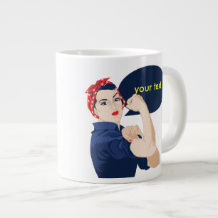 Caneca De Café Grande Adicione seu próprio texto à rebitadeira rosie