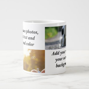 Caneca De Café Grande Adicione suas próprias fotos, texto e plano de fun