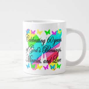CANECA DE CAFÉ GRANDE ADORÁVEL 60º ANIVERSÁRIO MUG COM UMA ORAÇÃO DE ANI