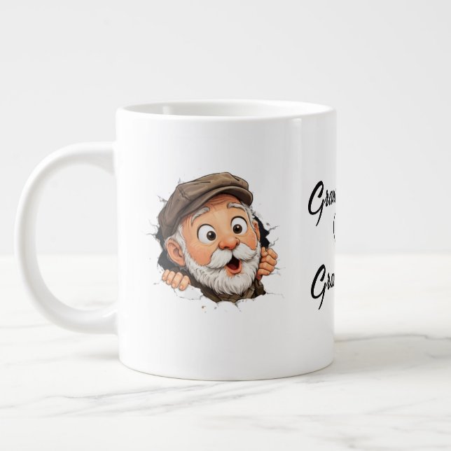 Caneca De Café Grande Adorável Design de Casal de Avós Espiando (Esquerda)