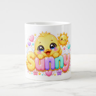 Caneca De Café Grande Adorável Kawaii Franguinho Ensolarado Nome Pastel 