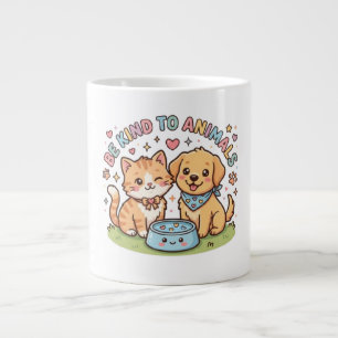 Caneca De Café Grande Adorável Kawaii Seja Gentil Com Os Animais Adoráve