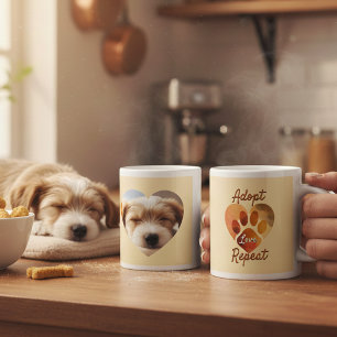 Caneca De Café Grande Adote Amor Repita Arte de Resgate Terroso