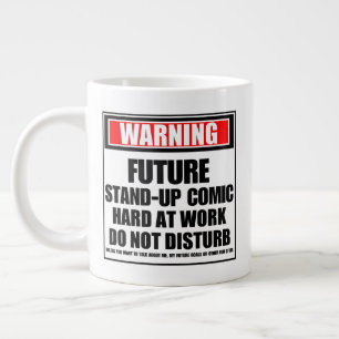 Caneca De Café Grande Advertência Sobre O Futuro Duro Em Quadrinhos Em A
