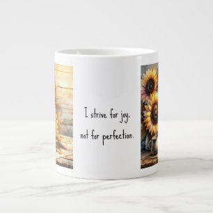 Caneca De Café Grande Afirmação positiva de girassóis em arte de aquarel