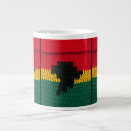 Caneca De Café Grande África Black Red Dourado Crochet Impressão