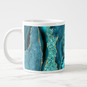 Caneca De Café Grande Agate Teal Blue Aqua Turquoise