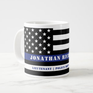 Caneca De Café Grande Agente Policial Thin Blue Line Policial