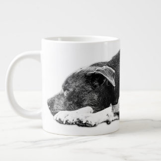 Caneca De Café Grande Agitação de Pitbull Mistura Preta e Branca