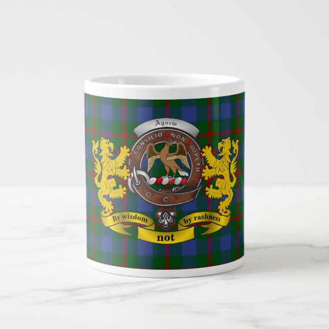 Caneca De Café Grande Agnew Clan Crachá & Tartan Jumbo Mug (Frente)