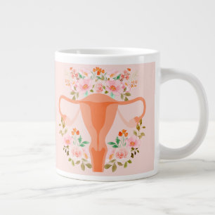 Caneca De Café Grande Agulha Floral (Peach)