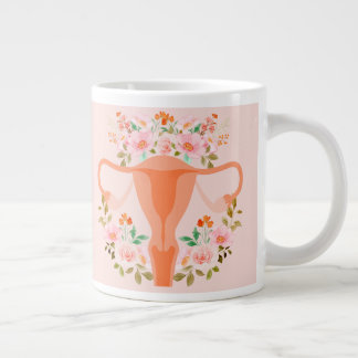 Caneca De Café Grande Agulha Floral (Peach)