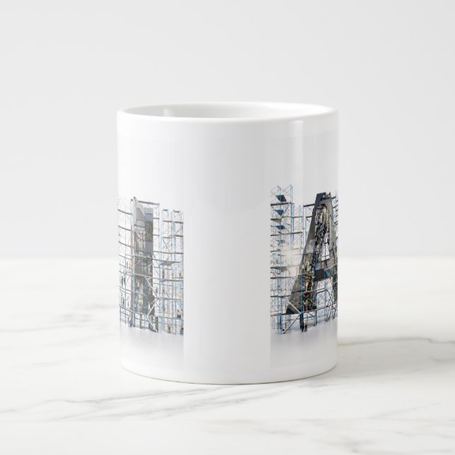 Caneca De Café Grande AI Industrial Letterform Architecture Art  (Frente)