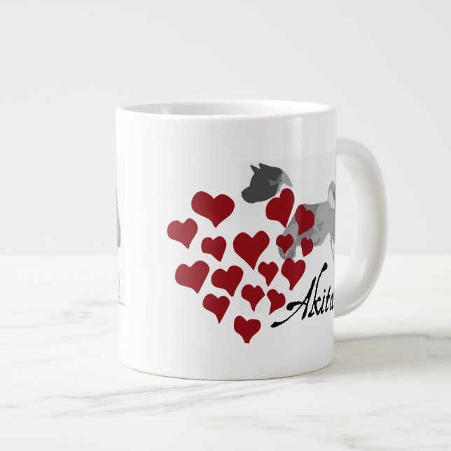 Caneca De Café Grande Akita Love Premium Jumbo Mug (Frente Esquerda)