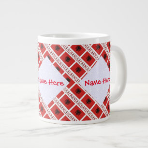 Caneca De Café Grande Albânia Bandeira Albanesa Vermelha Personalizada