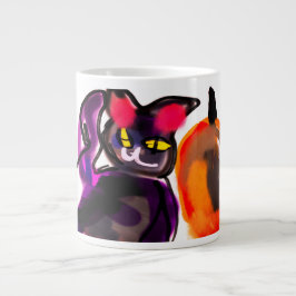 Caneca De Café Grande Alegria de abóbora de gato preto