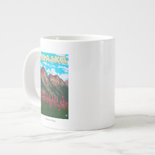 Caneca De Café Grande Algas com Poster de Viagens vintage