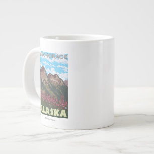 Caneca De Café Grande Algas e Montanhas - Anchorage, Alasca