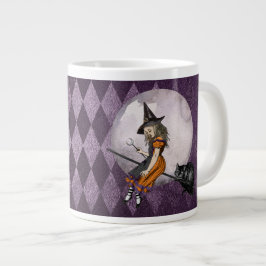 Caneca De Café Grande Alice no Dia das Bruxas em Wonderland Cheshire Cat