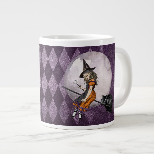 Caneca De Café Grande Alice no Dia das Bruxas em Wonderland Cheshire Cat (Frente Esquerda)
