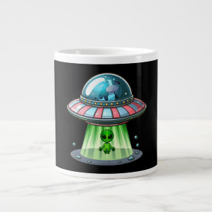Caneca De Café Grande Alienígena Abduzindo Vaca