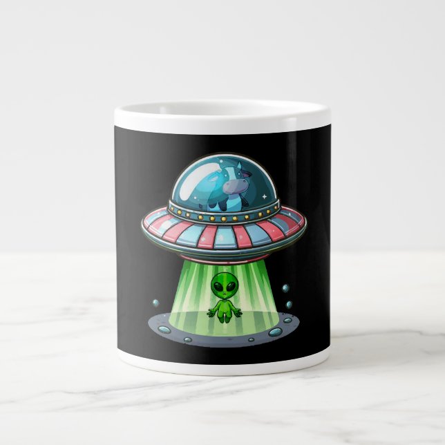 Caneca De Café Grande Alienígena De Abdução De Vacas (Frente)