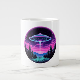 Caneca De Café Grande Alienígena Espacial Retrofuturista