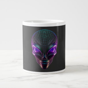 Caneca De Café Grande Alienígena Roxo Com Olhos Luminosos