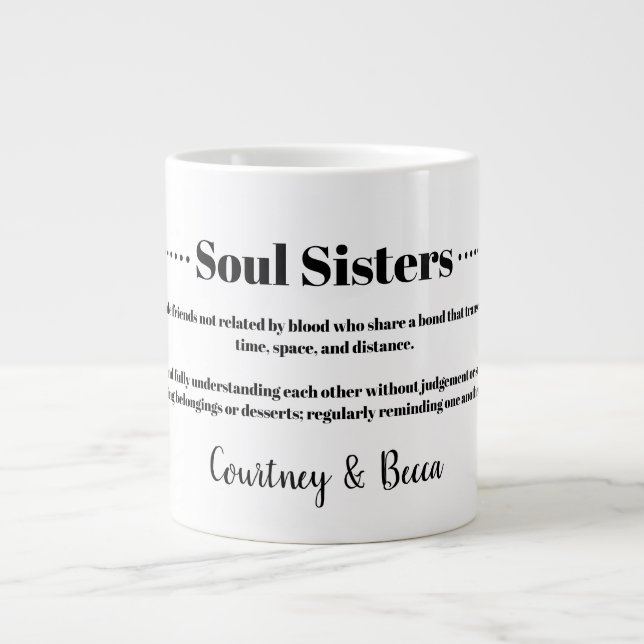 Caneca De Café Grande Almas Irmãs Melhor Amiga BFF  (Frente)