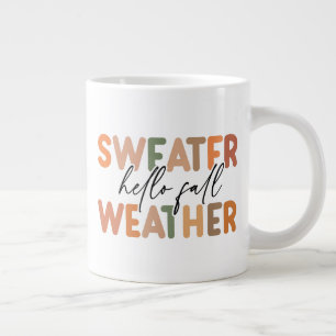 Caneca De Café Grande Alô Fall Clima De Sweater