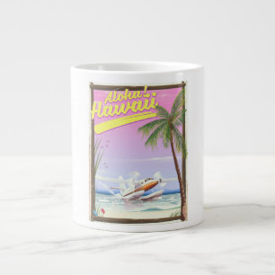 Caneca De Café Grande Aloha! Poster de viagens de estilo Hawaii Vintage
