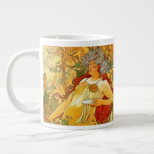 Caneca De Café Grande Alphonse Mucha Art Nouveau Autumn