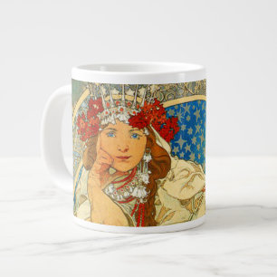Caneca De Café Grande Alphonse Mucha Art Nouveau Princess Hyacinth