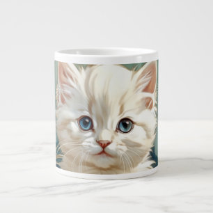 Caneca De Café Grande Alphonse Mucha Style White Cat