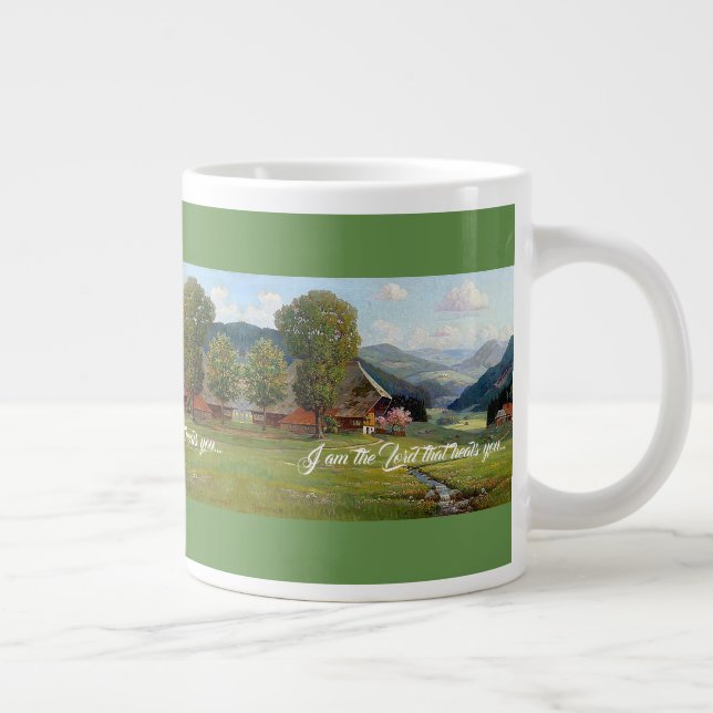 Caneca De Café Grande Alps Meadow Stream Deus Te Cura Jumbo Mug (Direita)