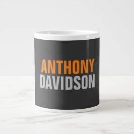 Caneca De Café Grande Alternativo - Cinza de cor perfeita Texto em negri