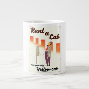 Caneca De Café Grande Alugue um Táxi! Cartaz do táxi amarelo de Nova Yor