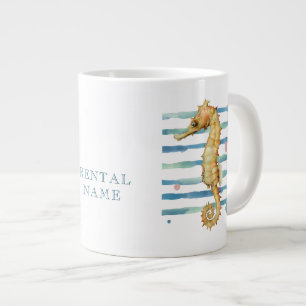 CANECA DE CAFÉ GRANDE ALUGUEL DE FÉRIAS CAVALO-MARINHO AQUARELA