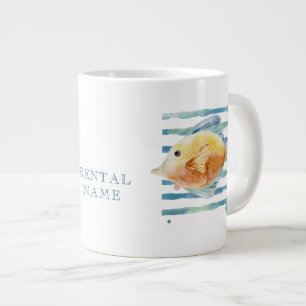 CANECA DE CAFÉ GRANDE ALUGUEL DE FÉRIAS DE PEIXES TROPICAIS AQUARELA