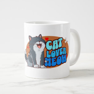 Caneca De Café Grande Amante de Gato Meow - gato azul