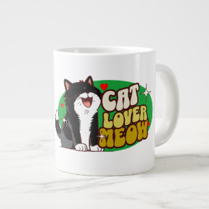 Caneca De Café Grande Amante de Gato Meow - gato preto