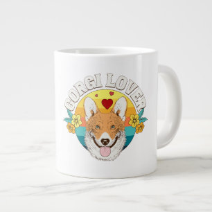 Caneca De Café Grande AMANTE DO CORGI arco-íris